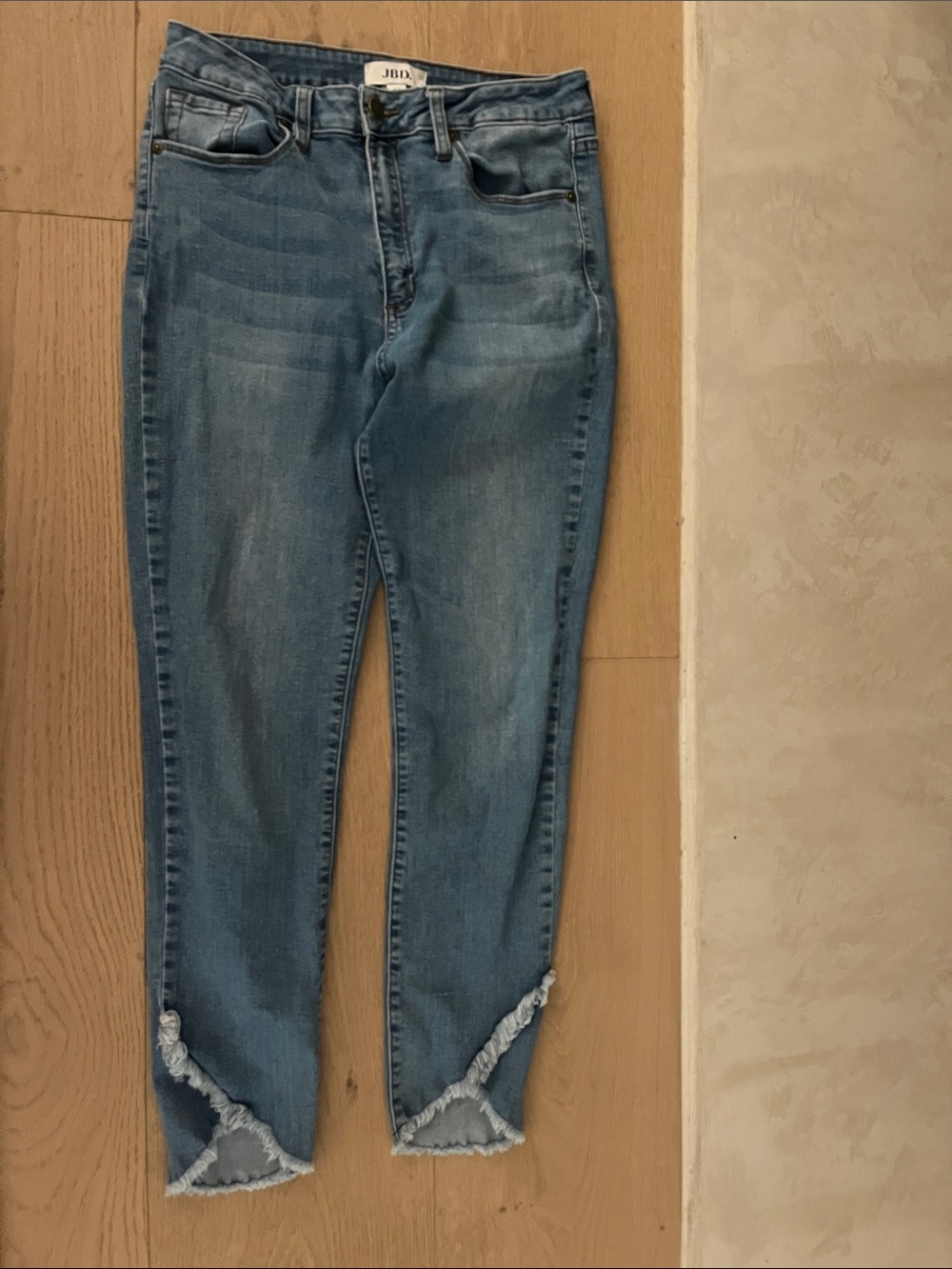 JBD Light Blue Cropped Frayed Hem Ankle Jeans